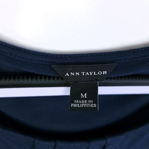 Ann Taylor Navy Top M with Lace & Pleats - Picture 3 of 11